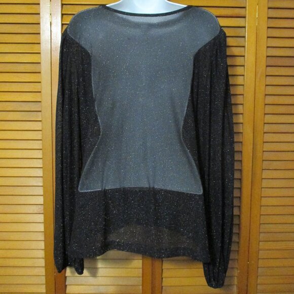 Shein top sheer black over shirt with silver threads & buttons like new size 1x - Picture 7 of 7